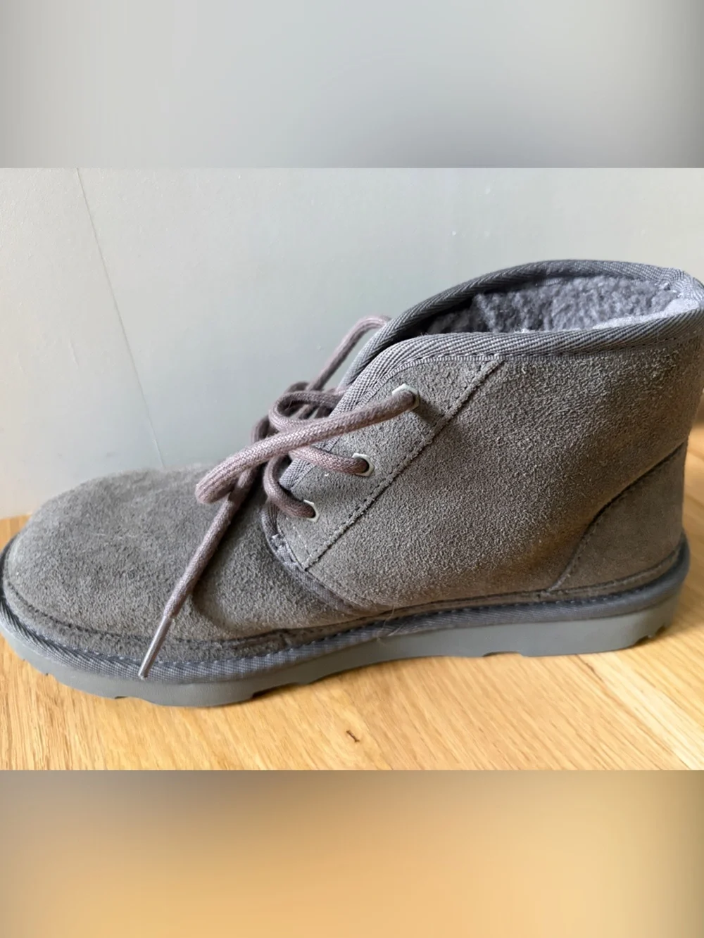 UGG NWOT Women’s Neumel Charcoal Grey Suede Lace-Up Boots